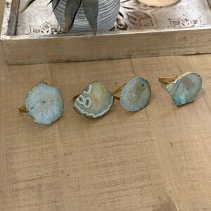 Pier One Elegant Blue Agate Napkin Rings EUC